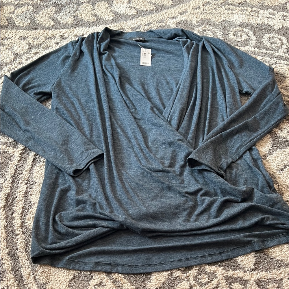 The Limited faux-wrap top, blue, size L NWT!